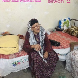 An elderly in protection monitoring interview with Sewan protection teams